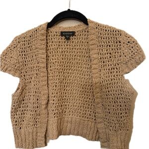 Vintage Y2K Bebe Tan Open-Knit Women's Shrug Sweater